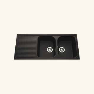 Évier Granit Noir Profond Schock Regala 2 Bacs 1 Égouttoir