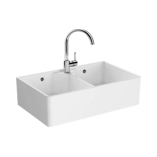 Évier Timbre D'office Céramique Blanc Vitra Belfast 2 Bacs