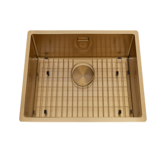 Évier Sous-plan Inox Doré Luisina Legato 1 Bac 560x440 - Grille Et Cache Bonde Doré Inclus