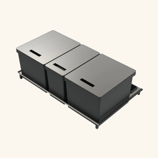 Poubelle Cuisine Cyclo 66 L - Poubelle De Tri 1 X 16 Et 2 X 25 Litres