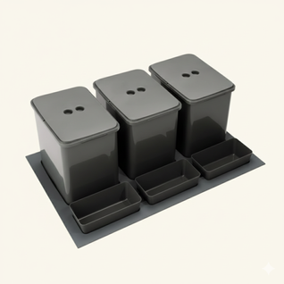 Poubelle Cuisine Serava 48 L - Poubelle De Tri 3 X 16 Litres