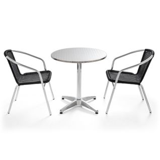 Table Et 2 Fauteuils De Jardin En Aluminium Noir Brixton