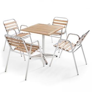 Ensemble Jardin En Bois Et Aluminium 4 Personnes