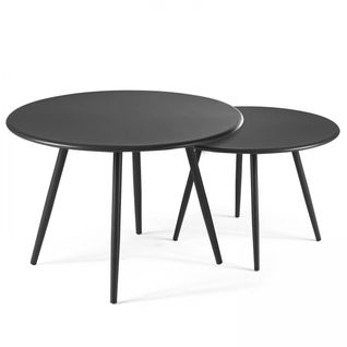 Lot De 2 Tables Basses De Jardin En Acier Anthracite Palavas
