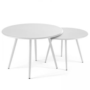 Lot De 2 Tables Basses De Jardin En Acier Blanc Palavas