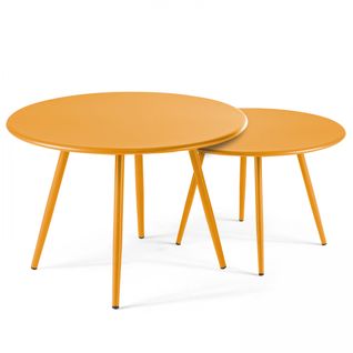 Lot De 2 Tables Basses Gigognes De Jardin En Métal, Palavas Jaune - Palavas