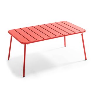 Table Basse De Jardin Acier Rouge 90 X 50 Cm Palavas
