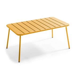 Palavas - Table Basse De Jardin Acier Jaune 90 X 50 Cm