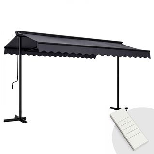 Store Mobile Électrique Double Pente 3 X 4m Aluminium Anthracite