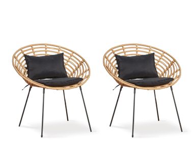 Lot De 2 Fauteuil De Jardin Rond En Rotin Synthétique, Antalya Marron - Antalya