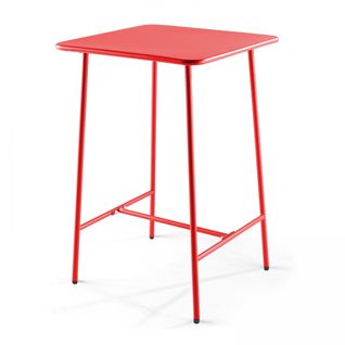 Table Haute De Jardin Carrée En Acier Rouge Palavas