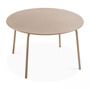 Table De Jardin Ronde En Métal, Palavas Taupe - Palavas