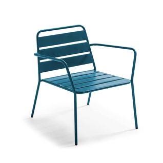 Fauteuil Bas De Jardin En Métal Bleu Pacific Palavas