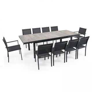 Table Extensible 8 Chaises Et 2 Fauteuils En Aluminium Et Céramique