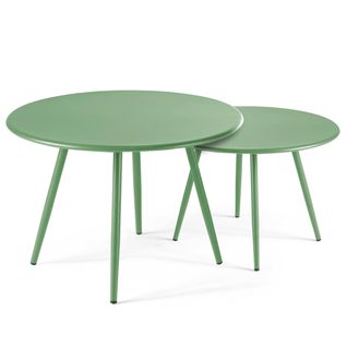Lot De 2 Tables Basses De Jardin En Acier Vert Cactus Palavas
