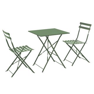 Table De Jardin Et 2 Chaises Acier Vert Cactus