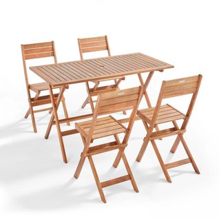 Table De Jardin Et 4 Chaises Pliantes En Bois