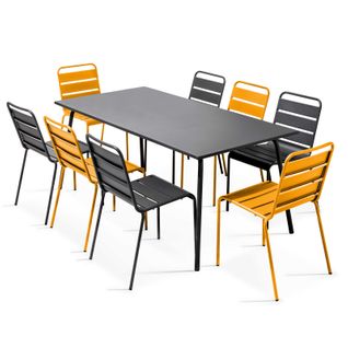 Salon De Jardin Table Et 8 Chaises Coloris Dépareillés, Palavas Jaune - Palavas