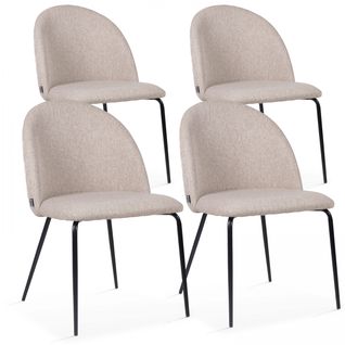 Lot De 4 Chaises En Tissu Beige