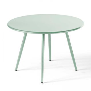 Table Basse De Jardin Ronde En Métal Vert Sauge 40 Cm Palavas