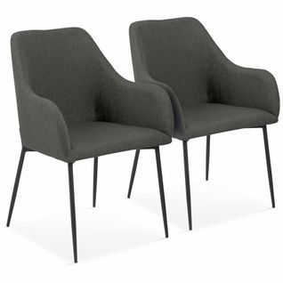 Lot De 2 Chaises Avec Accoudoirs En Tissu Gris