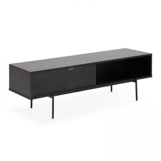 Meuble TV 140 Cm Style Indus Bois Noir
