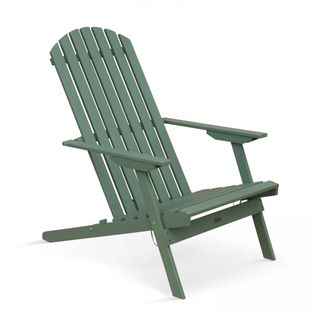Fauteuil Relax Pliant En Bois D'eucalyptus Vert Calgary