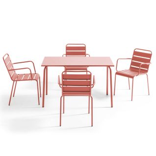 Ensemble Table De Jardin En Métal Et 4 Chaises Argile Palavas