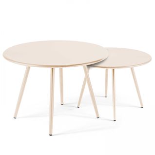 Lot De 2 Tables Basses De Jardin En Acier Ivoire 50 Cm Palavas