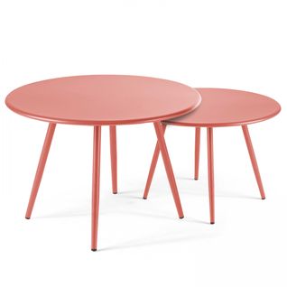 Lot De 2 Tables Basses De Jardin En Acier Argile 50 Cm Palavas