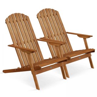 Lot De 2 Fauteuils Pliant Inclinables En Bois D'eucalyptus Calgary