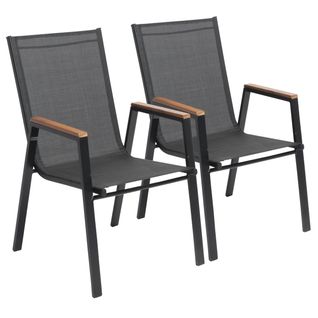 Lot De Deux Fauteuils De Jardin En Aluminium Et Bois