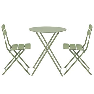 Table De Jardin Ronde Rabattable Et 2 Chaises Pliantes Vert Tilleul
