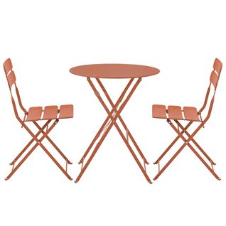 Table De Jardin Ronde Rabattable Et 2 Chaises Pliantes Terracotta