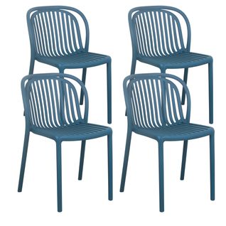 Lot De 4 Chaises De Terrasse En Plastique Bleu Canard