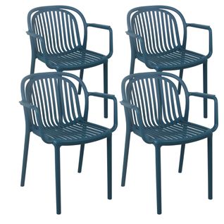 Lot De 4 Fauteuils En Plastique Bleu Canard