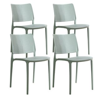 Lot De 4 Chaises De Terrasse Vert Sauge En Plastique