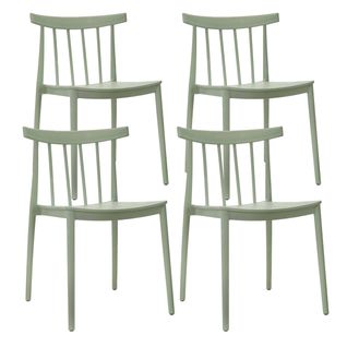 Lot De 4 Chaises De Terrasse Vert Sauge En Plastique