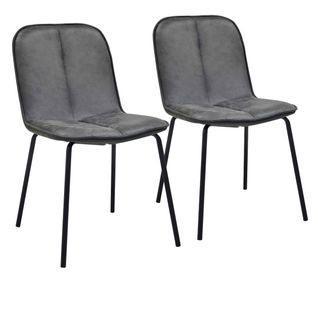 Lot De 2 Chaises En Métal Et Textile Enduit Grises