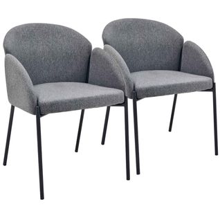 Lot De 2 Chaises En Acier Et Tissu Gris Anthracite