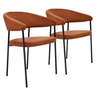 Lot De 2 Fauteuils En Contreplaqué Et Tissu Rouille