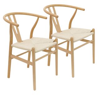 Lot De 2 Chaises Style Scandinave En Bois Massif