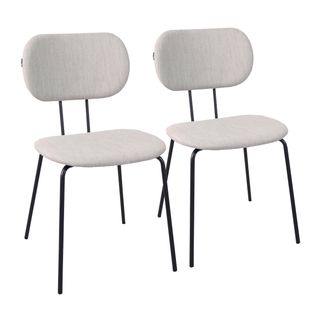 Lot De 2 Chaises Design En Acier Et Bois Gris