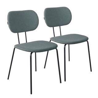 Lot De 2 Chaises Design En Acier Et Bois Vert Foncé
