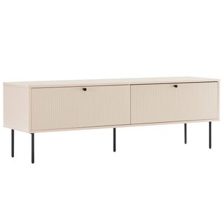 Meuble TV 2 Portes En Acier Et Mdf Décor Mélaminé 150 Cm Beige Romeo