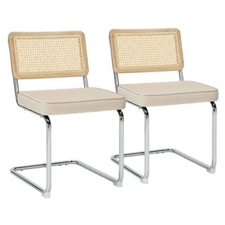 Lot De 2 Chaises En Acier Et Velours Beige