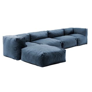 Canapé D'angle Modulable 5 Places Bleu Pacific Mixi