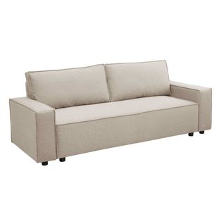 Canapé Convertible En Tissu 3 Places Beige L 220 Cm