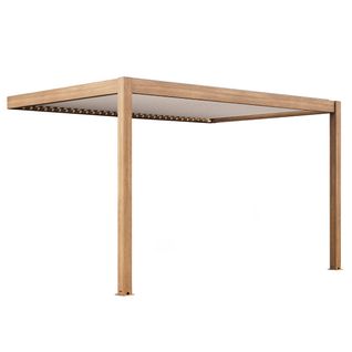 Pergola Bioclimatique Adossée 3x4m En Aluminium Bois Blanc Thebes