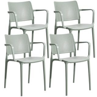 Lot De 4 Chaises De Terrasse En Plastique Vert Sauge